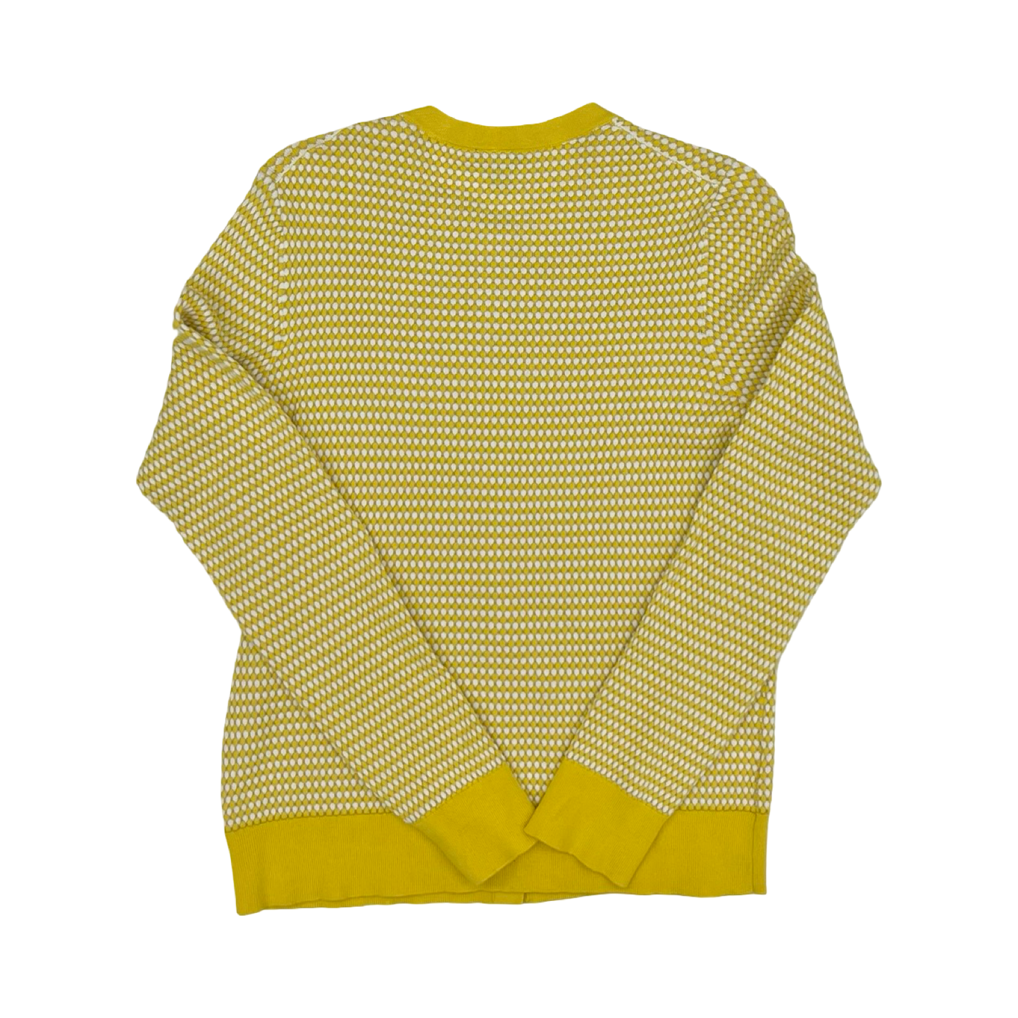 Sweater Cardigan By Ann Taylor In White & Yellow, Size:L