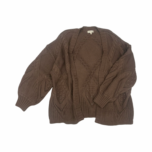 Sweater Cardigan By Promesa In Brown, Size:M