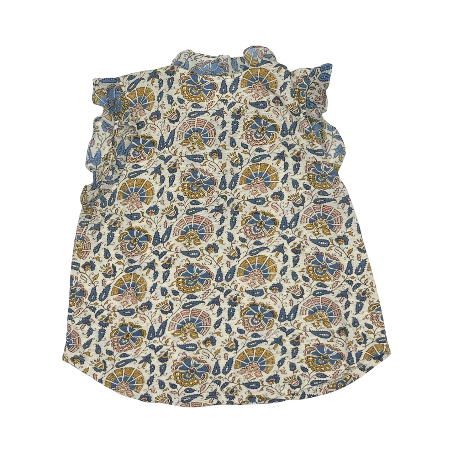 Blouse Ss By Lucky Brand In Blue & Cream, Size:L