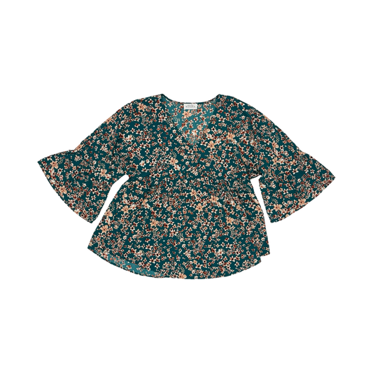 Blouse 3/4 Sleeve By Emily Wonder In Teal, Size:S