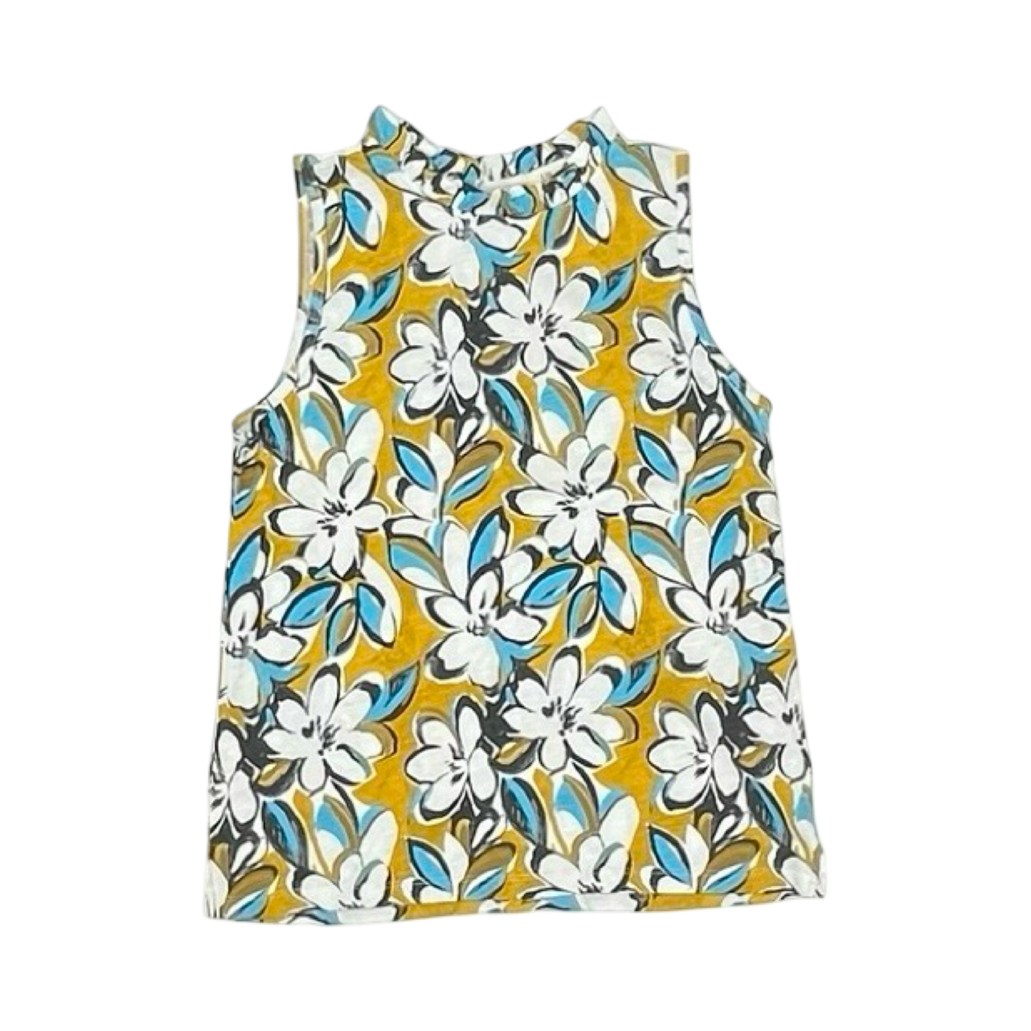 Blouse Sleeveless By T.La In Blue & Yellow, Size:Xs