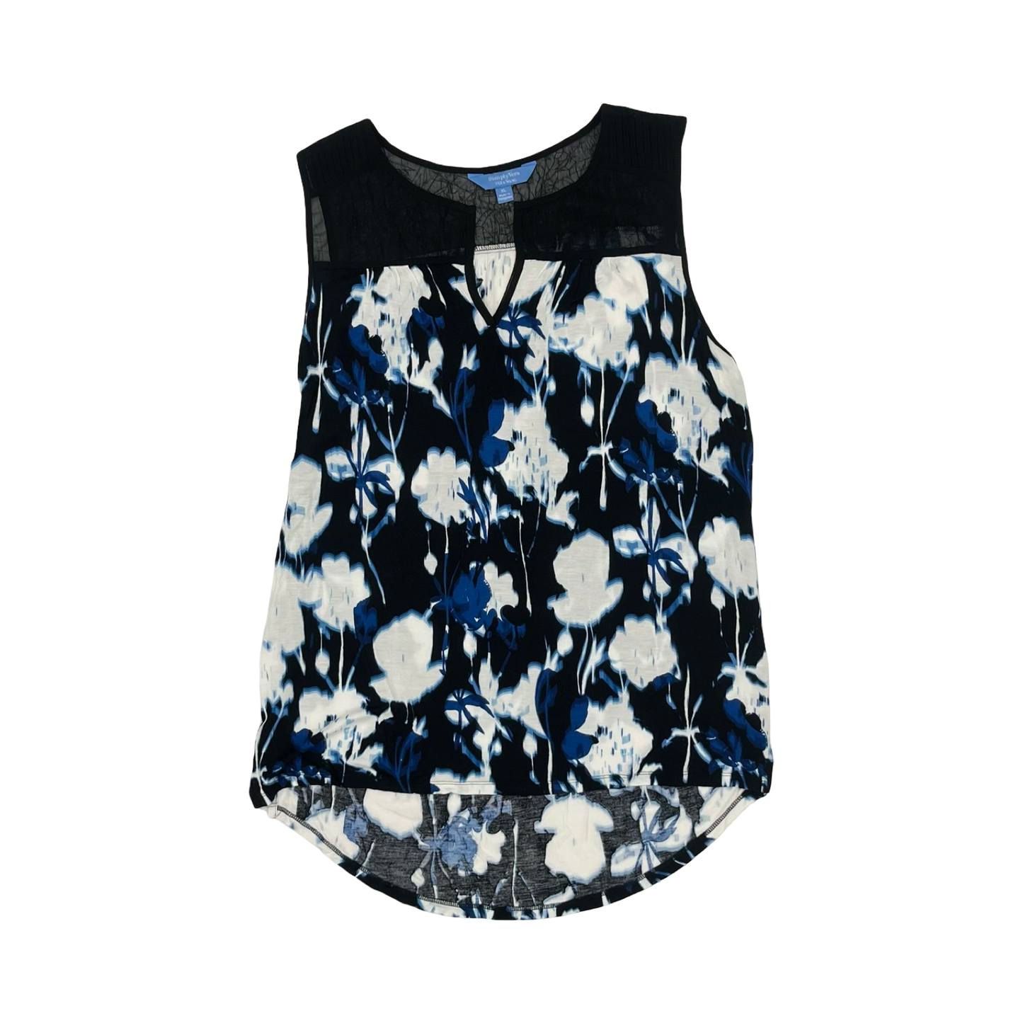 Top Sleeveless By Simply Vera In Black & Blue, Size:Xl