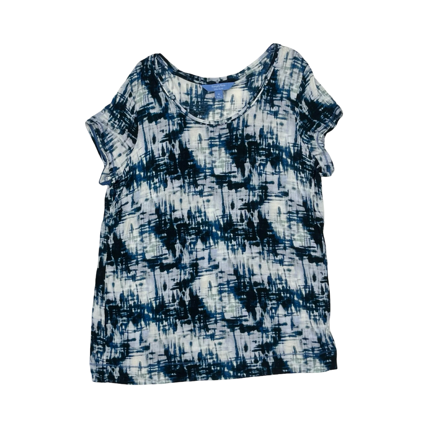 Top Ss By Simply Vera In Blue & White, Size:Xl