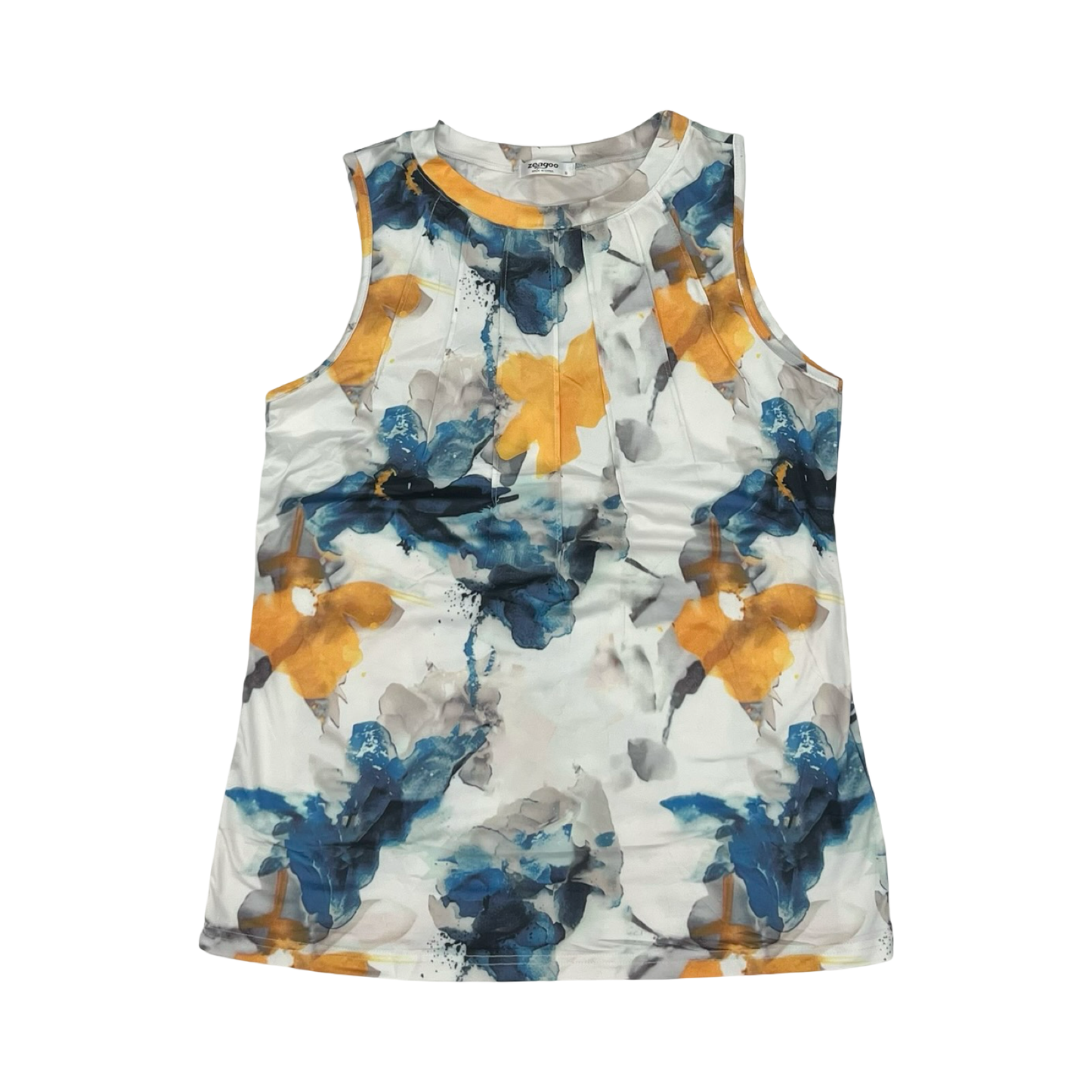 Top Sleeveless By Zeagoo In Blue & Gold, Size:S
