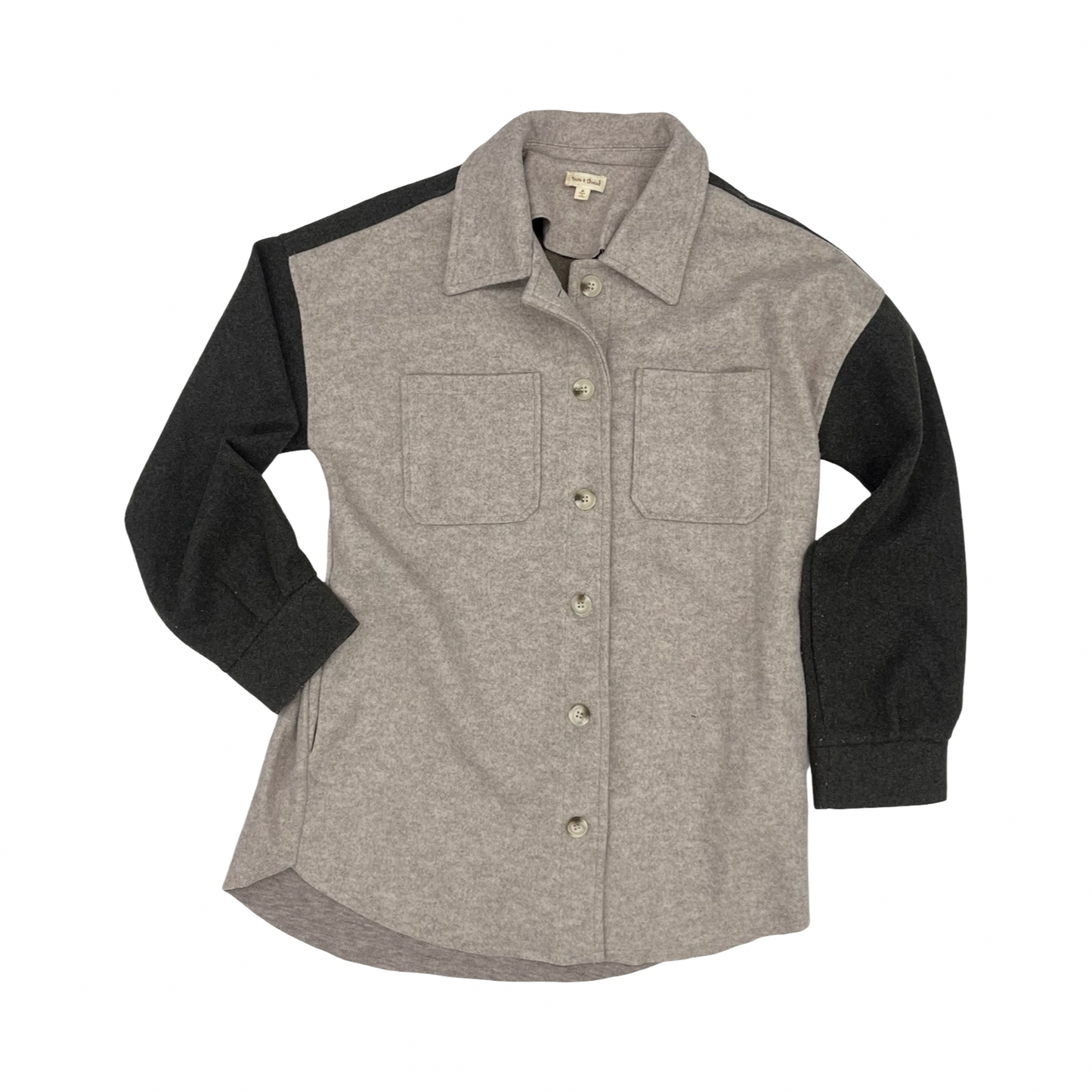 Jacket Fleece By Hem & Thread In Green & Grey, Size:M