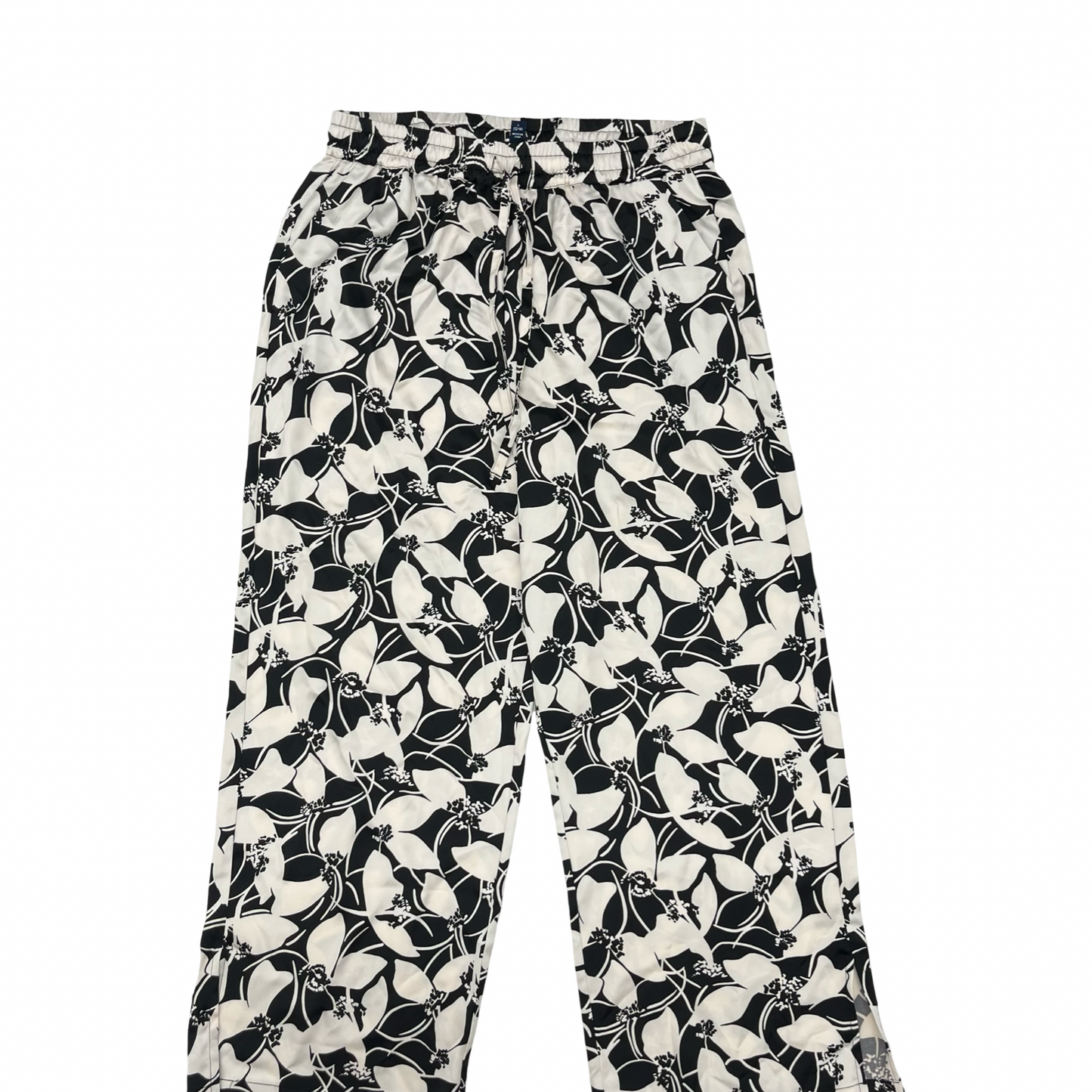 Pants Wide Leg By Scoop In Black & Cream, Size:L
