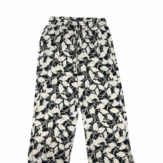 Pants Wide Leg By Scoop In Black & Cream, Size:L