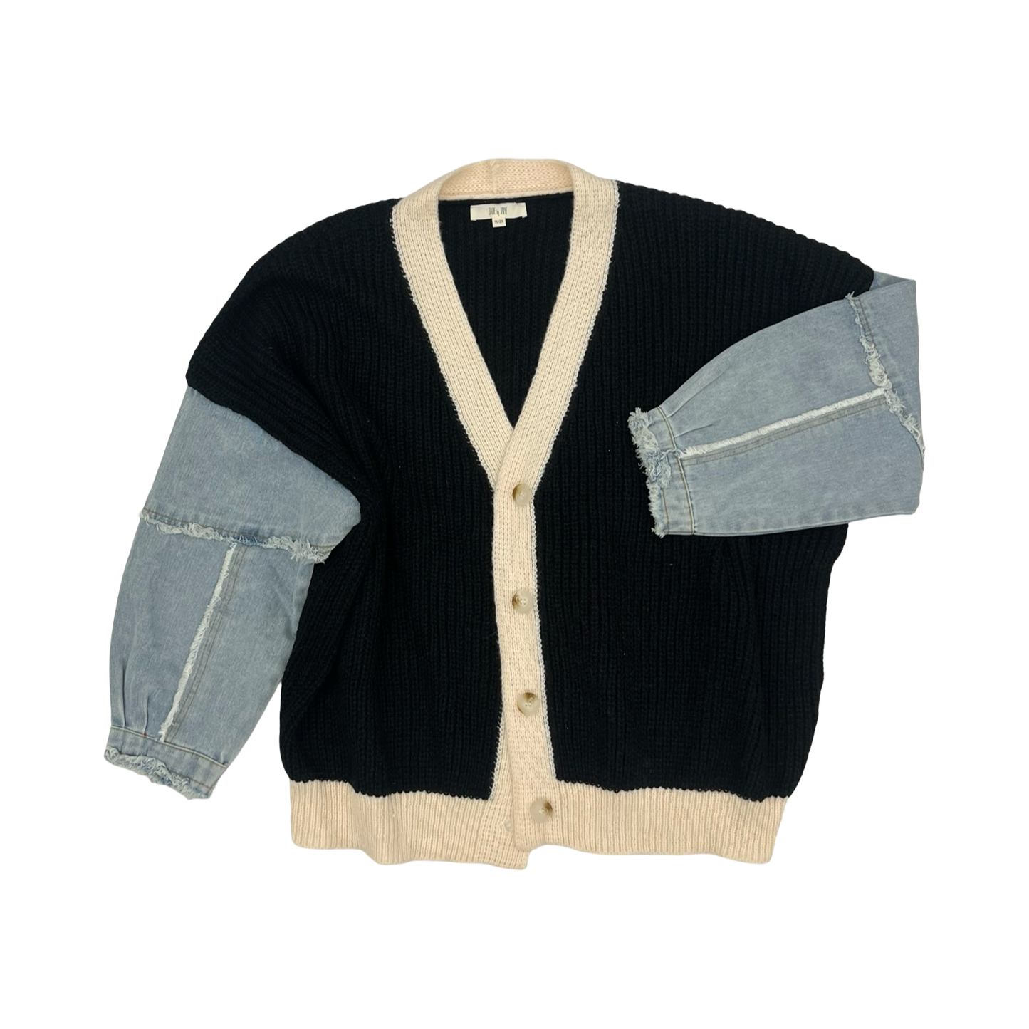 Sweater Cardigan By Clothes Mentor In Black & Blue, Size:1X