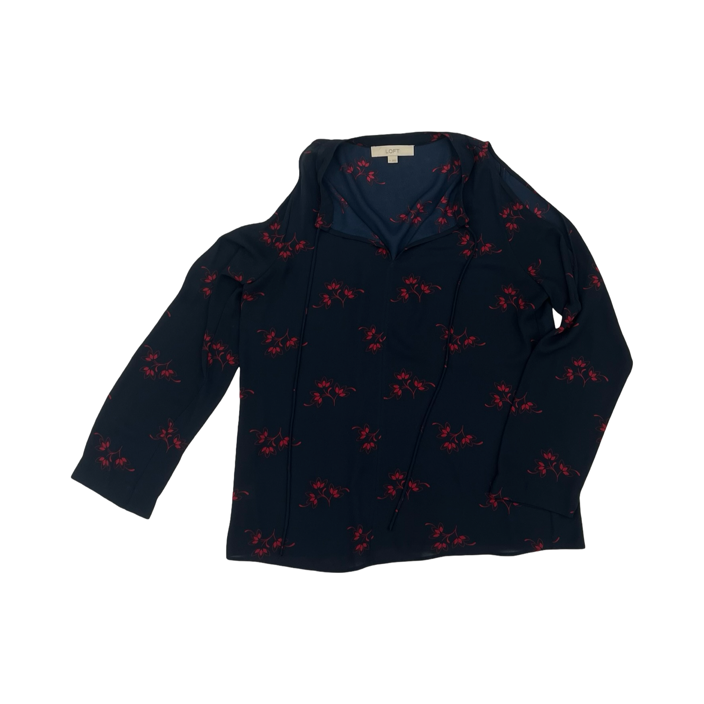 Blouse LS By Loft In Blue & Red, Size:M