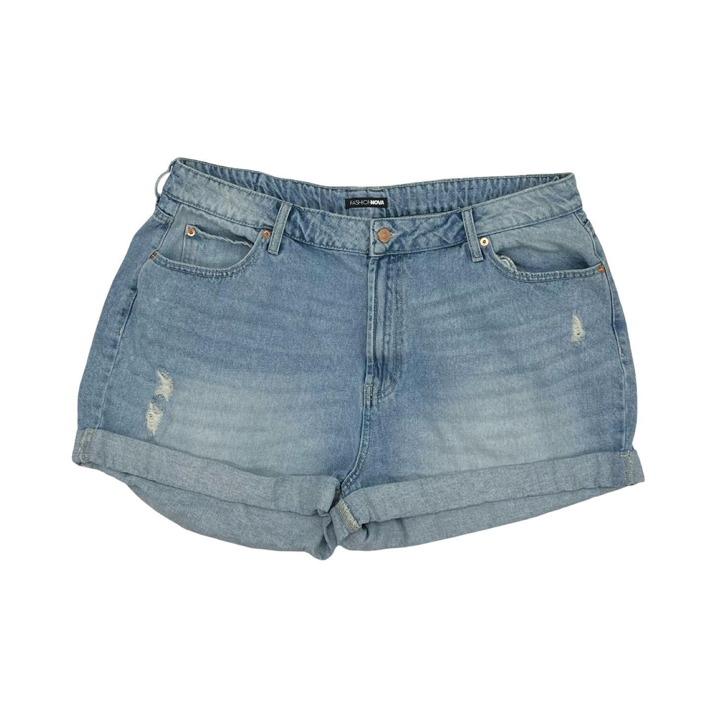 Shorts By Fashion Nova In Blue Denim, Size:16