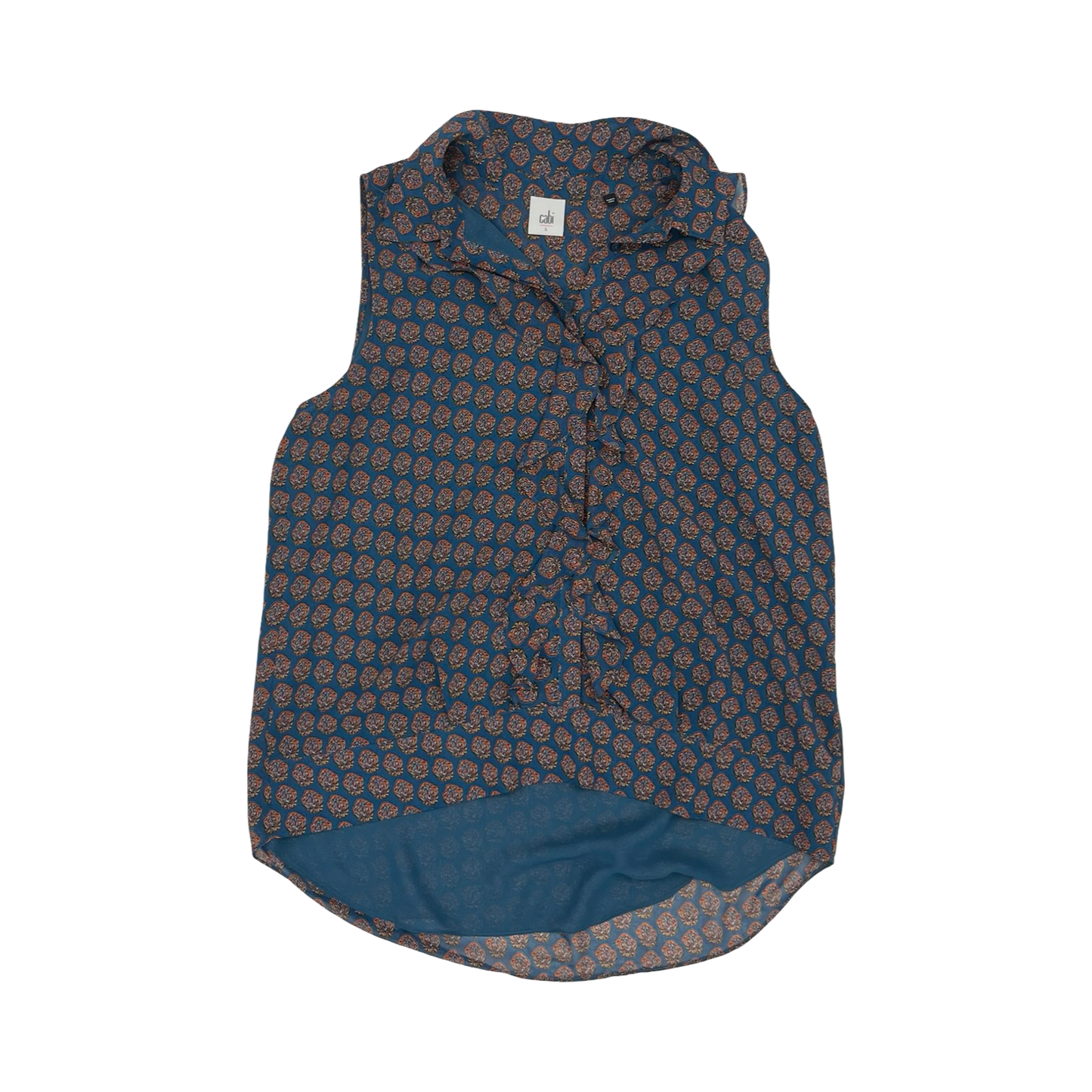 Blouse Sleeveless By Cabi In Blue & Orange, Size:L