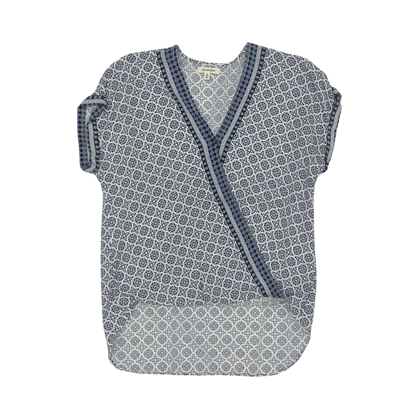 Blouse Ss By Max Studio In Blue & White, Size:Xs