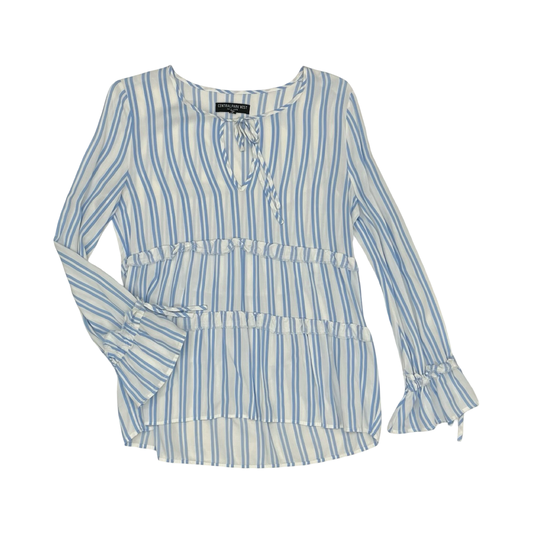 Blouse Ls By Clothes Mentor In Blue & White, Size:Xs