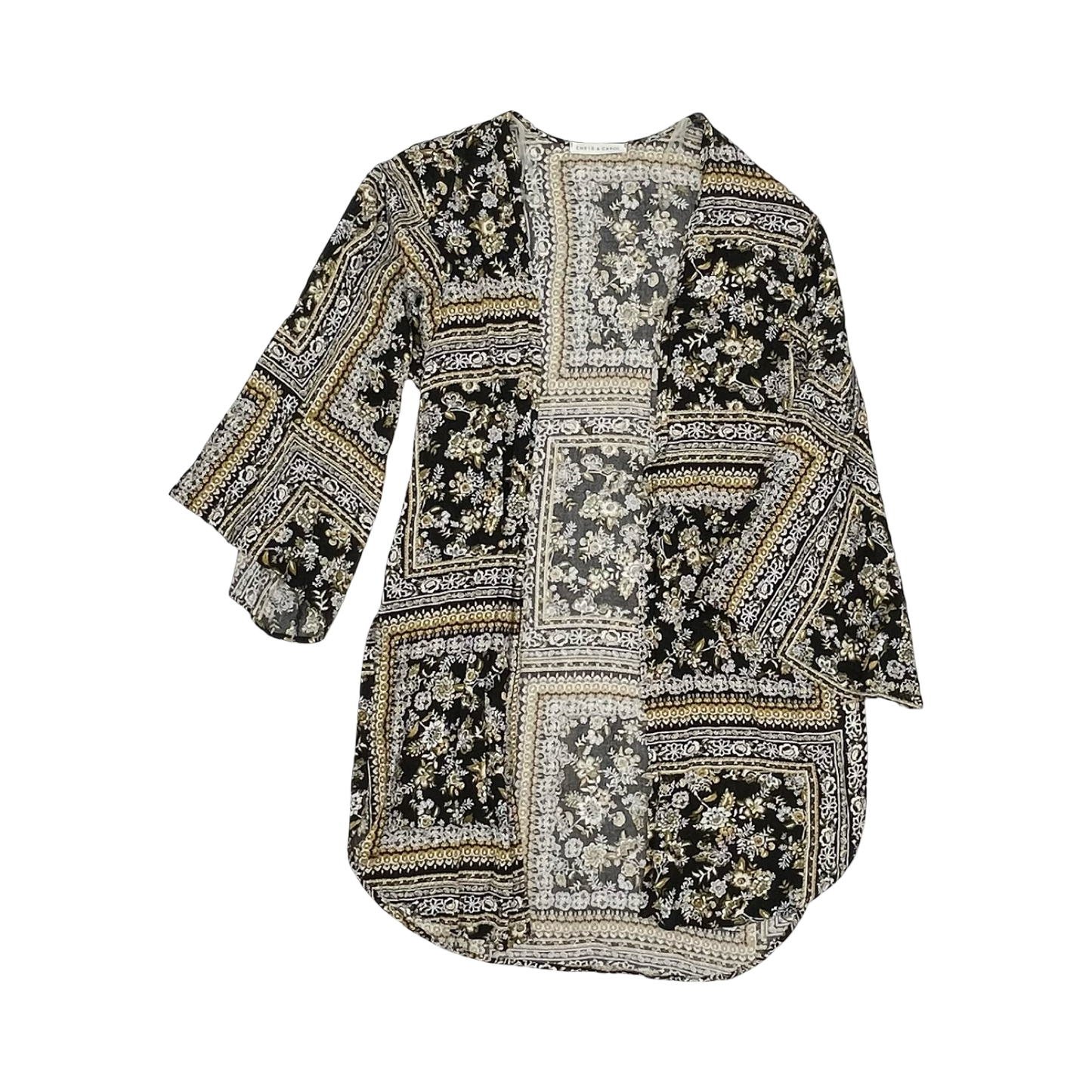 Kimono By Chris And Carol In Black & Yellow, Size:S