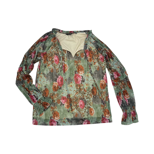 Blouse Ls By Colleen Lopez In Green, Size:M