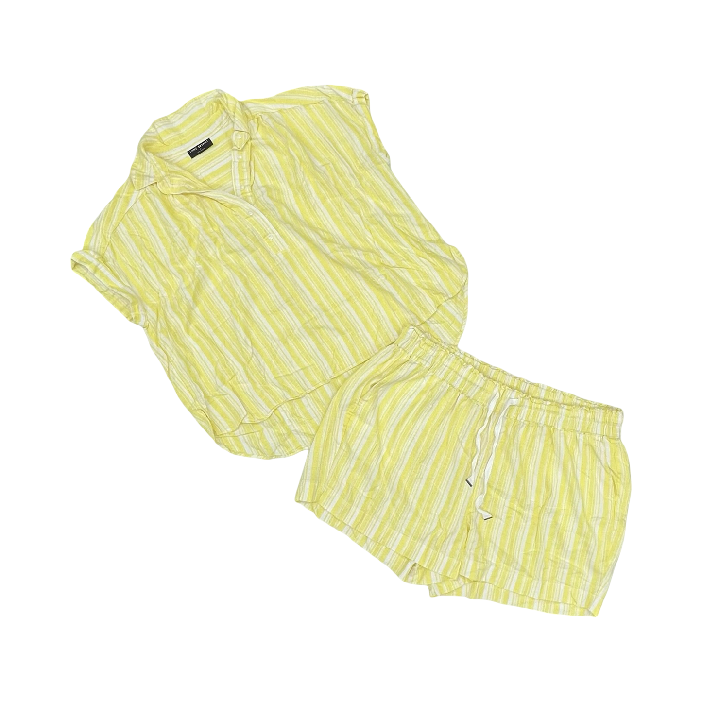 Shorts Set By Lane Bryant In White & Yellow, Size:26