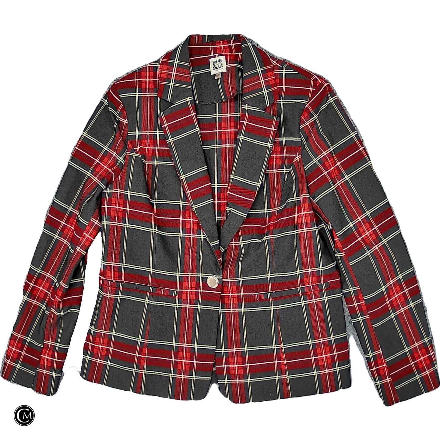 Blazer By Anne Klein In Plaid Pattern, Size: M