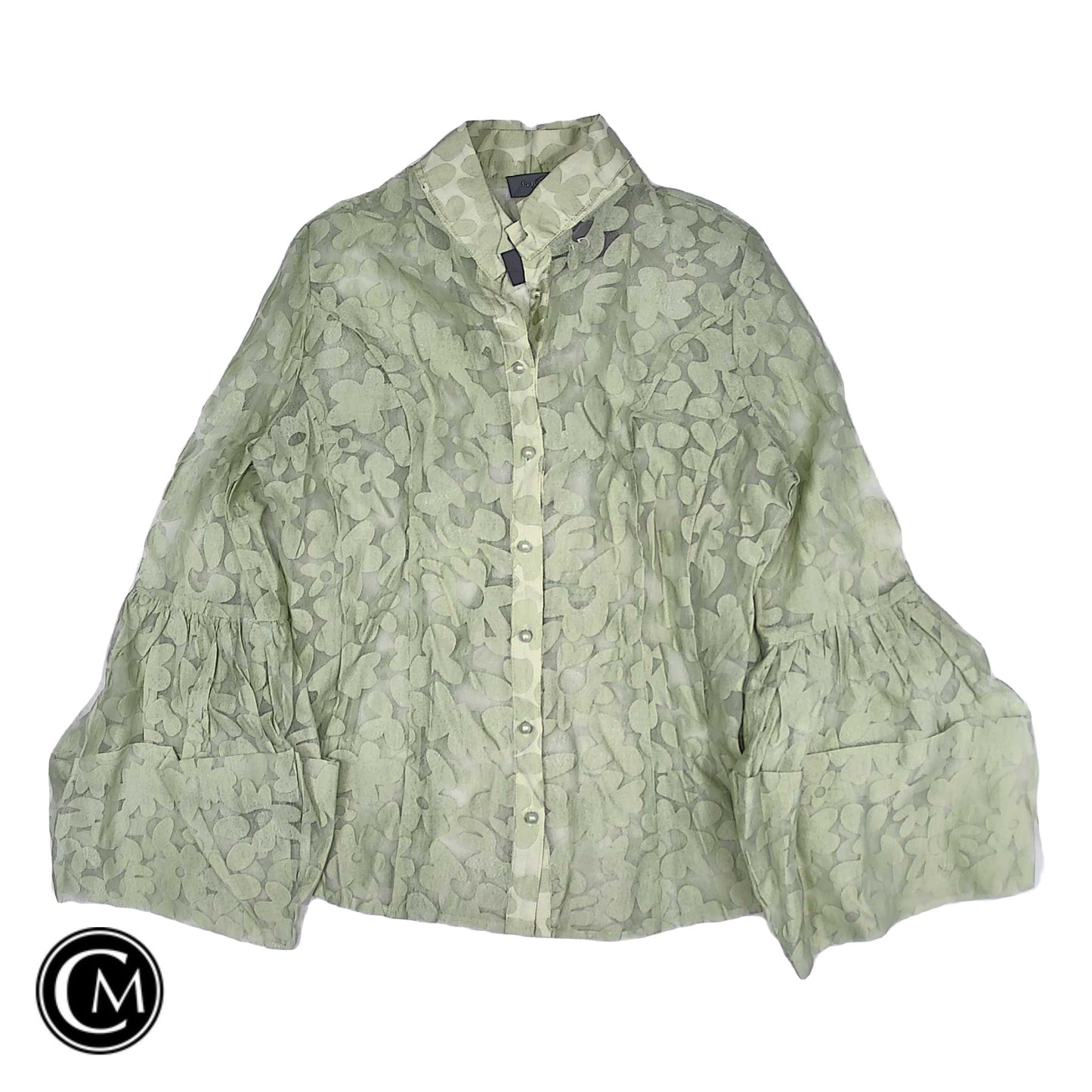 Blouse Ls By Gracia In Green, Size: L image 1