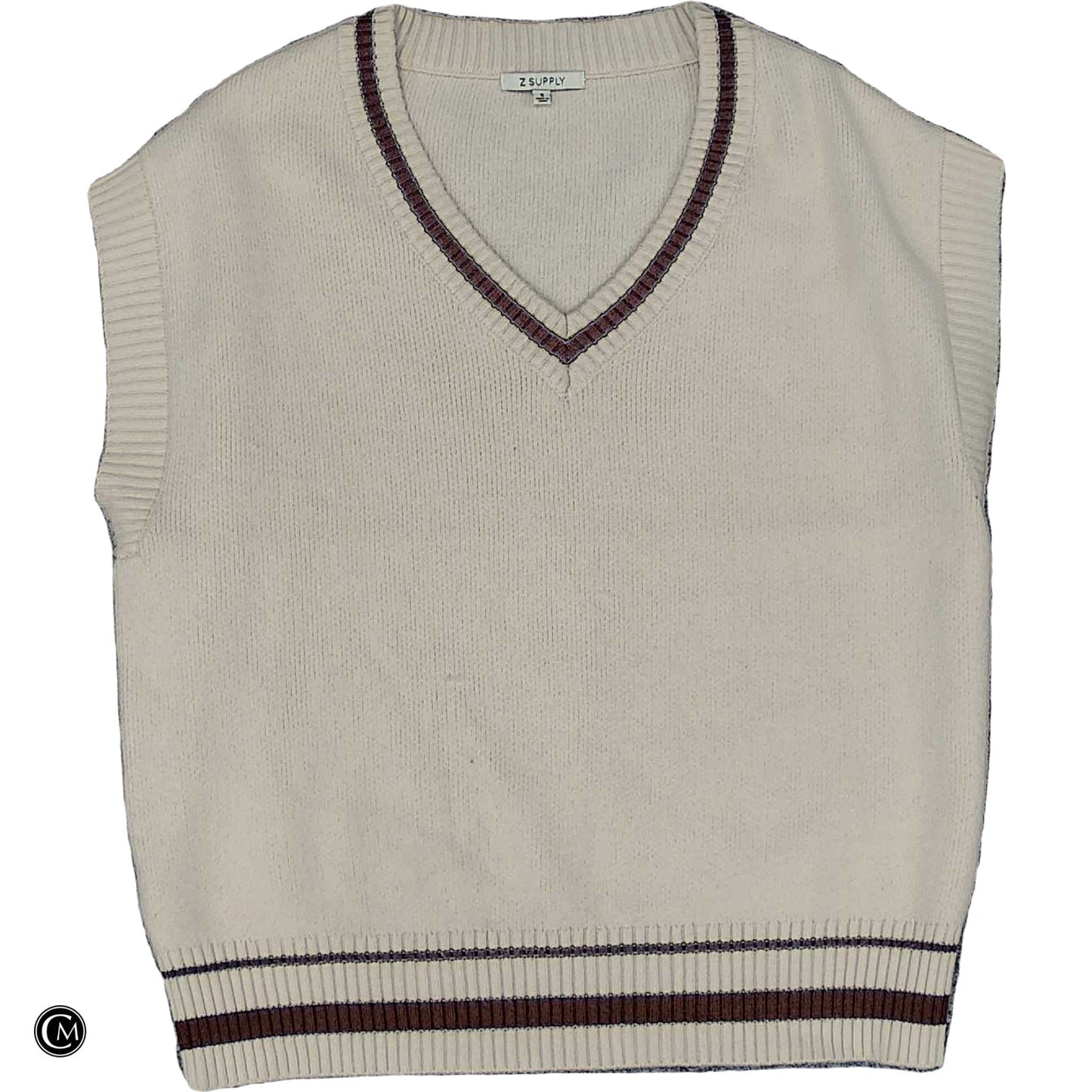 Vest Sweater By Z Supply In Brown & Cream, Size: S