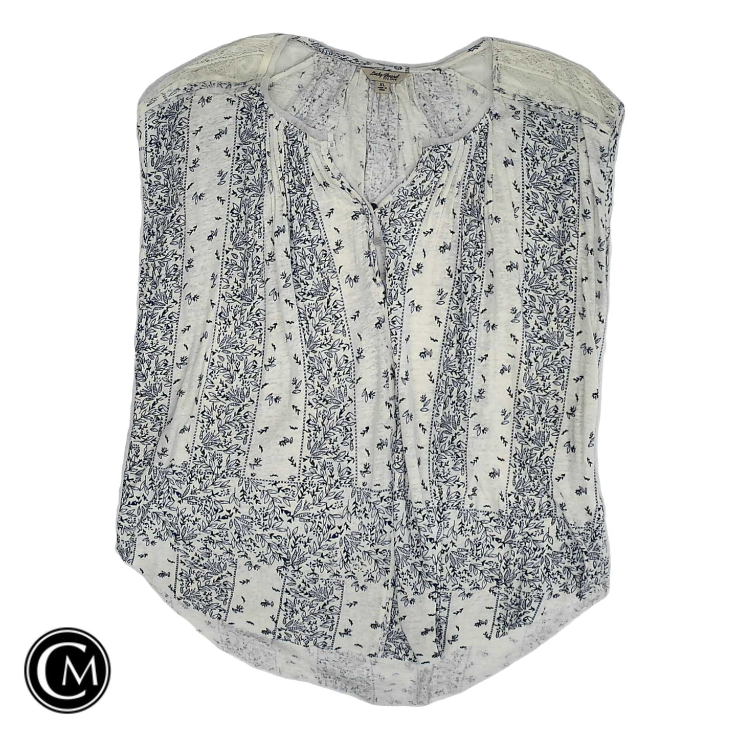 Top Sleeveless By Lucky Brand In Blue & Cream, Size: Xl image 1