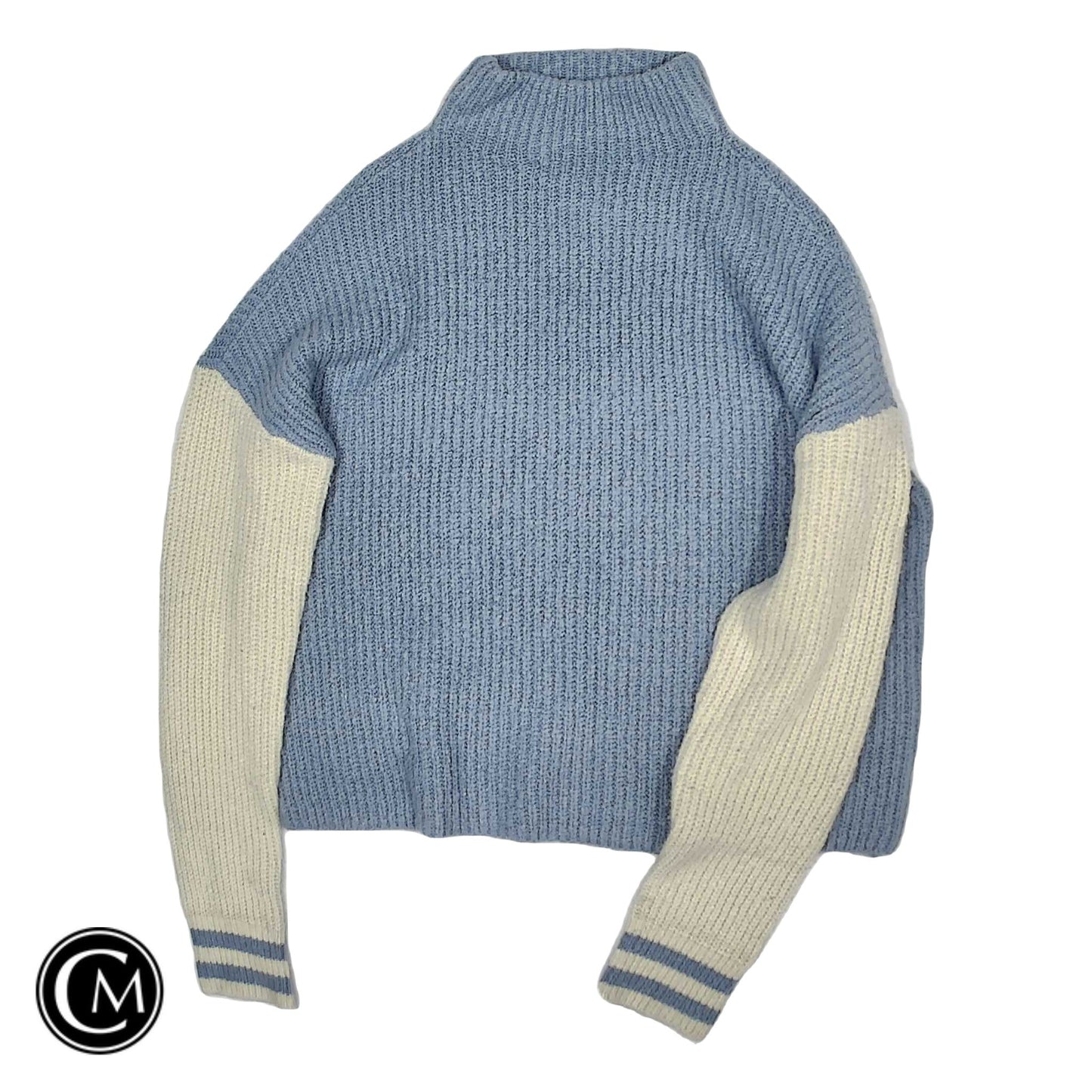 Sweater By Rd Style In Blue & Cream, Size: M
