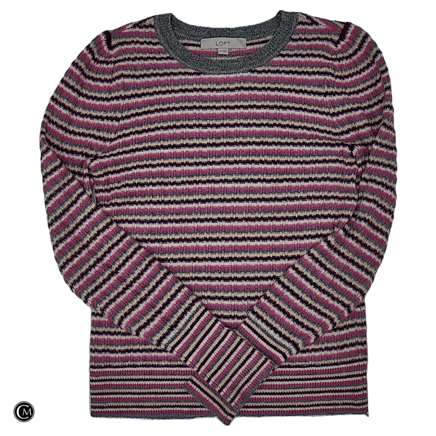 Sweater By Loft In Grey & Pink, Size: S