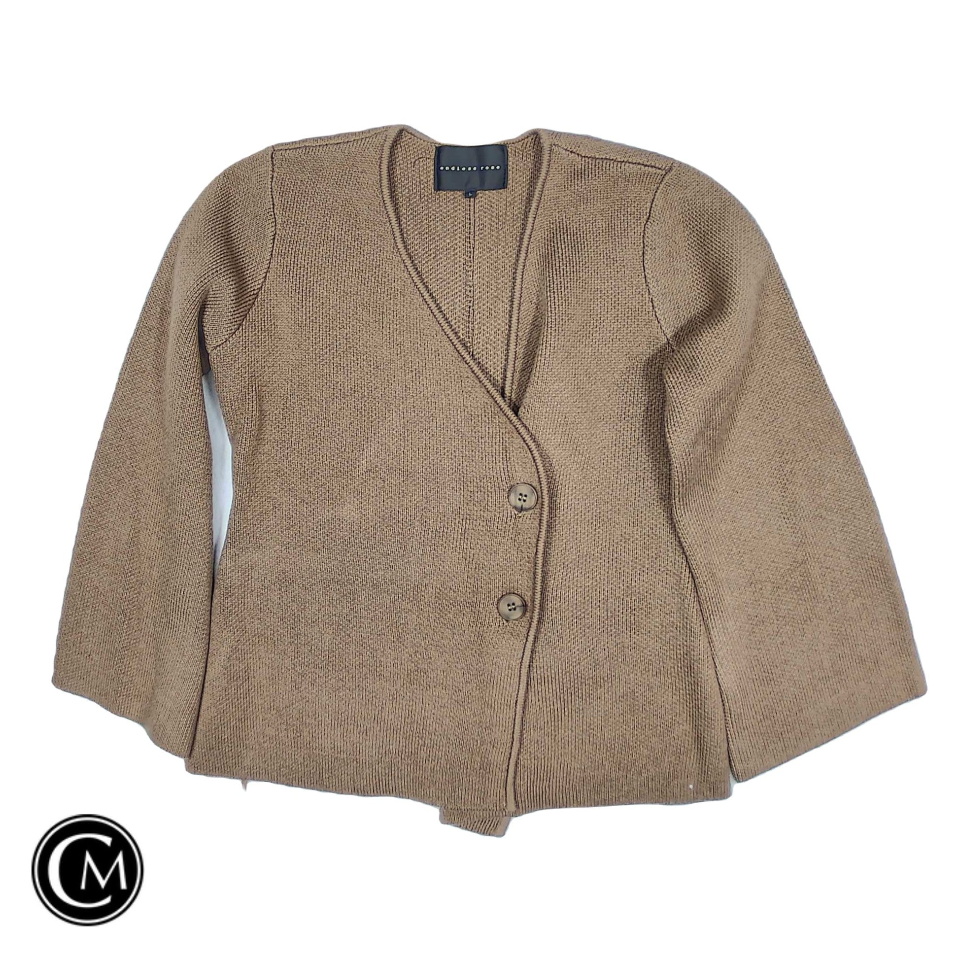 Sweater Cardigan By Endless Rose In Tan, Size: L image 1