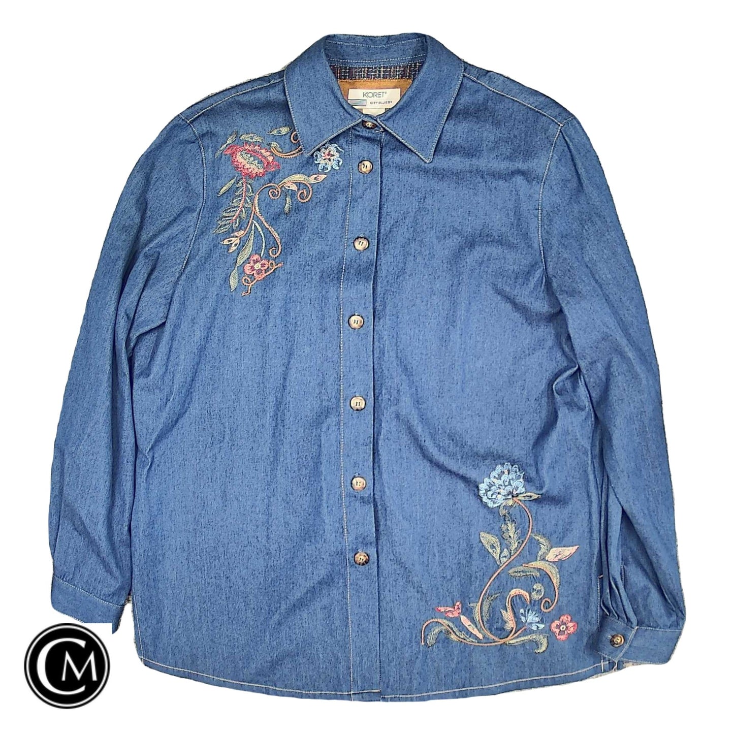 Jacket Shirt By Koret In Blue, Size: M