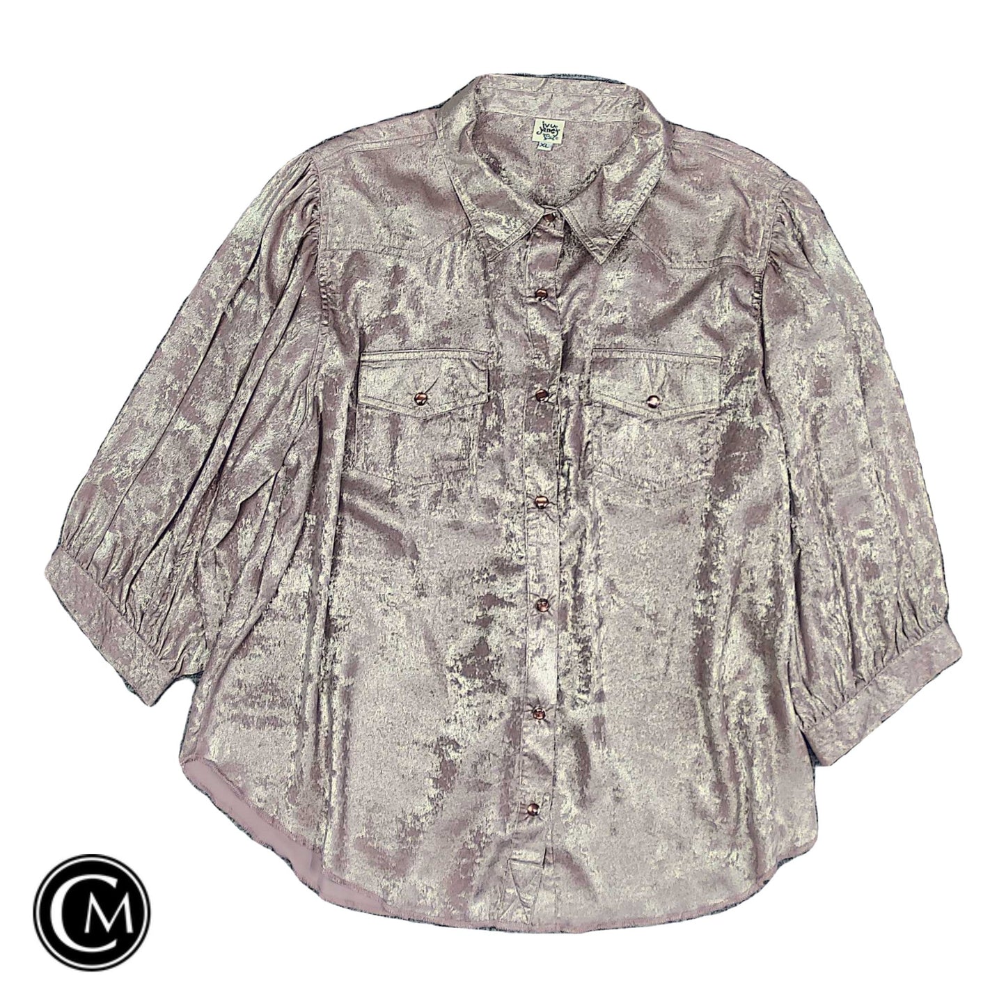 Blouse 3/4 Sleeve By Ivy Jane In Mauve, Size: Xl