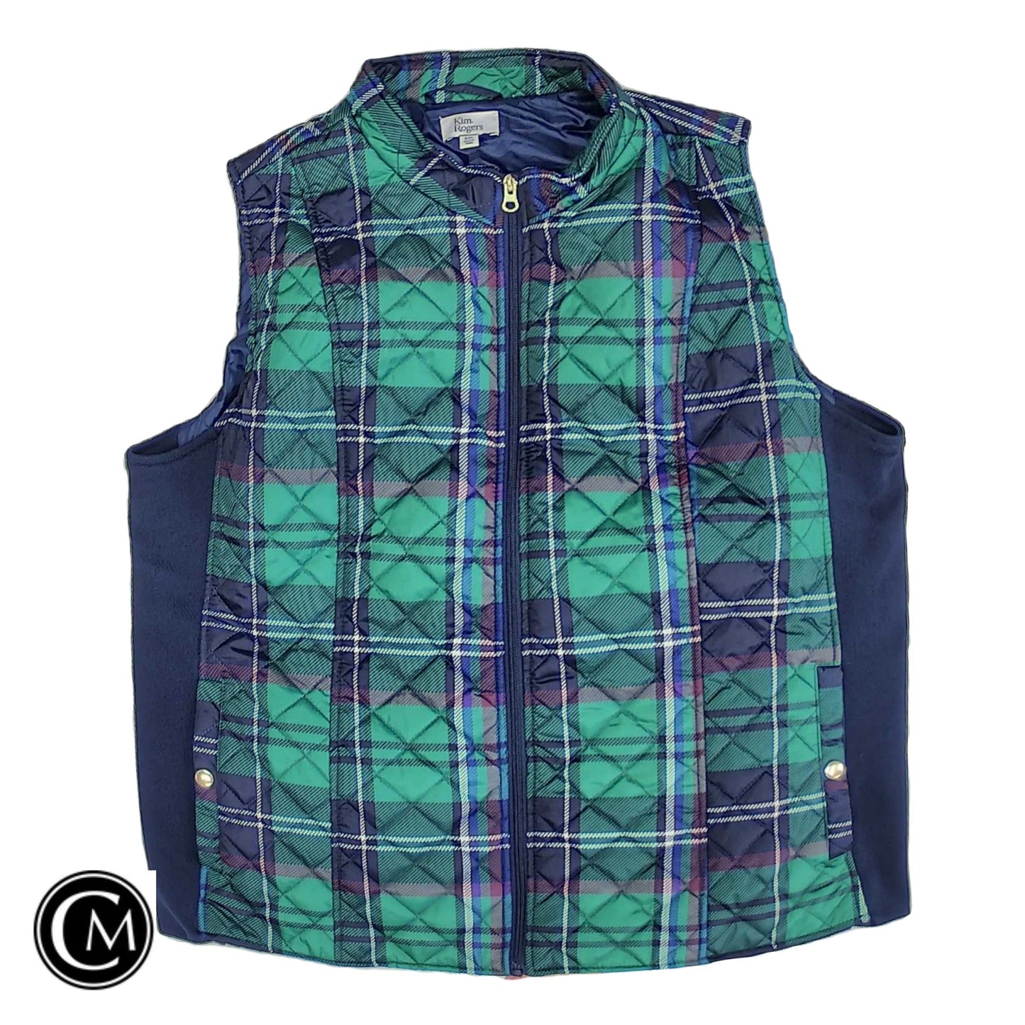 Vest Puffer & Quilted By Kim Rogers In Blue & Green, Size: Xl