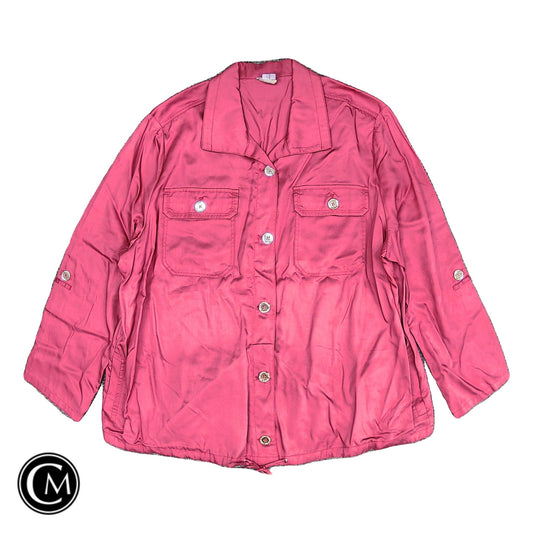 Jacket Shirt By Chicos In Pink, Size: Xxl