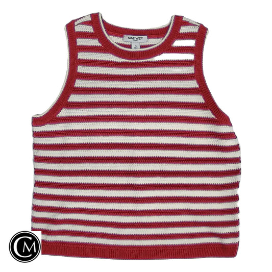Vest Sweater By Nine West In Red & White, Size: Xl