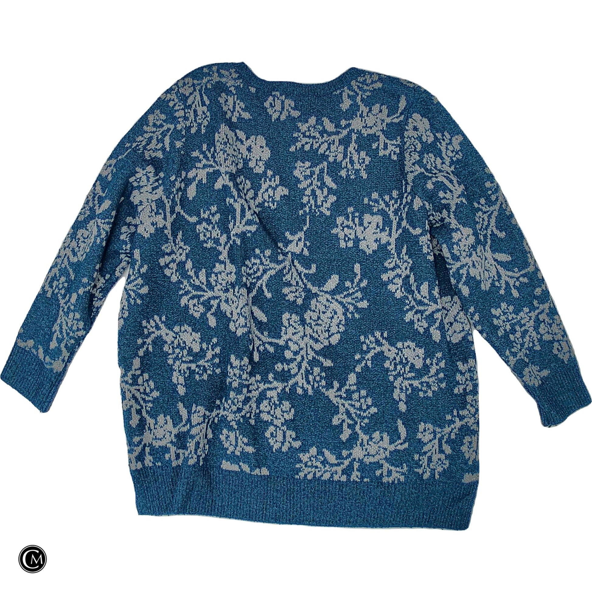 Sweater By Croft And Barrow In Blue & White, Size: 1x image 2