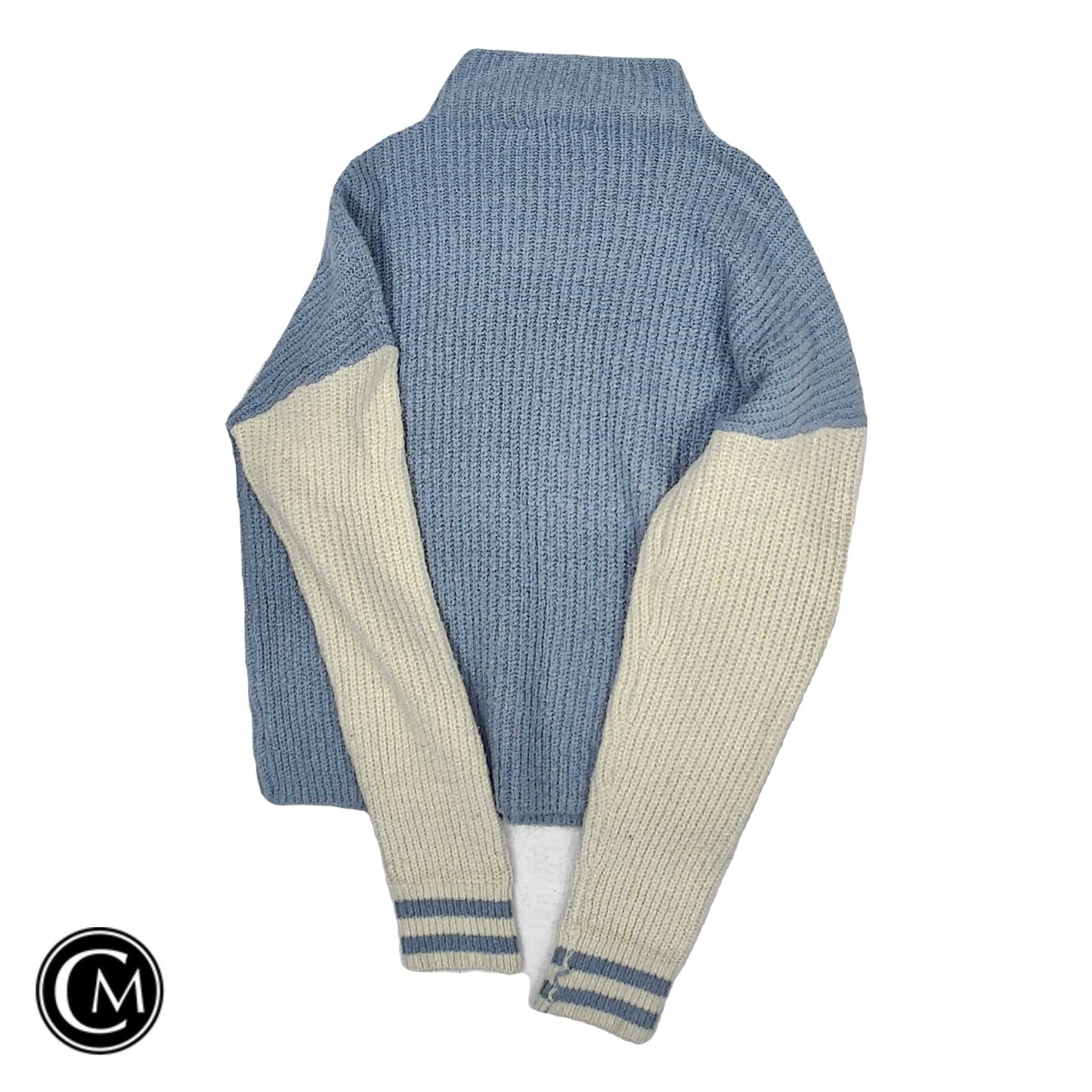 Sweater By Rd Style In Blue & Cream, Size: M