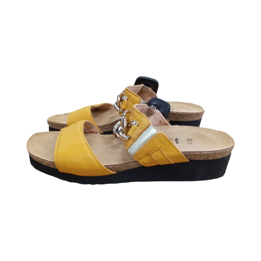 Sandals Heels Wedge By Naot In Yellow, Size:7