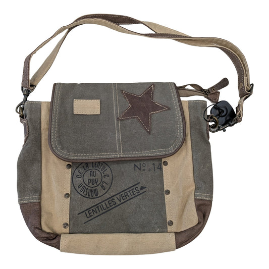 Handbag By Myra In Green & Tan, Size:Medium