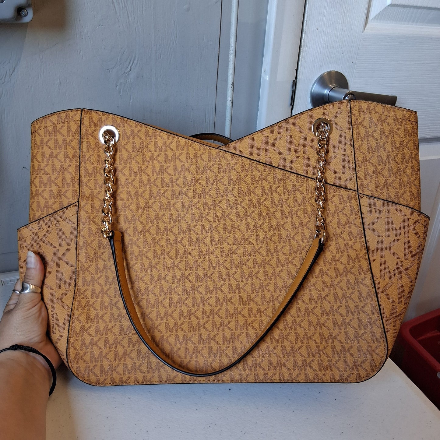 Handbag Designer By Michael Kors In Yellow, Size:Medium