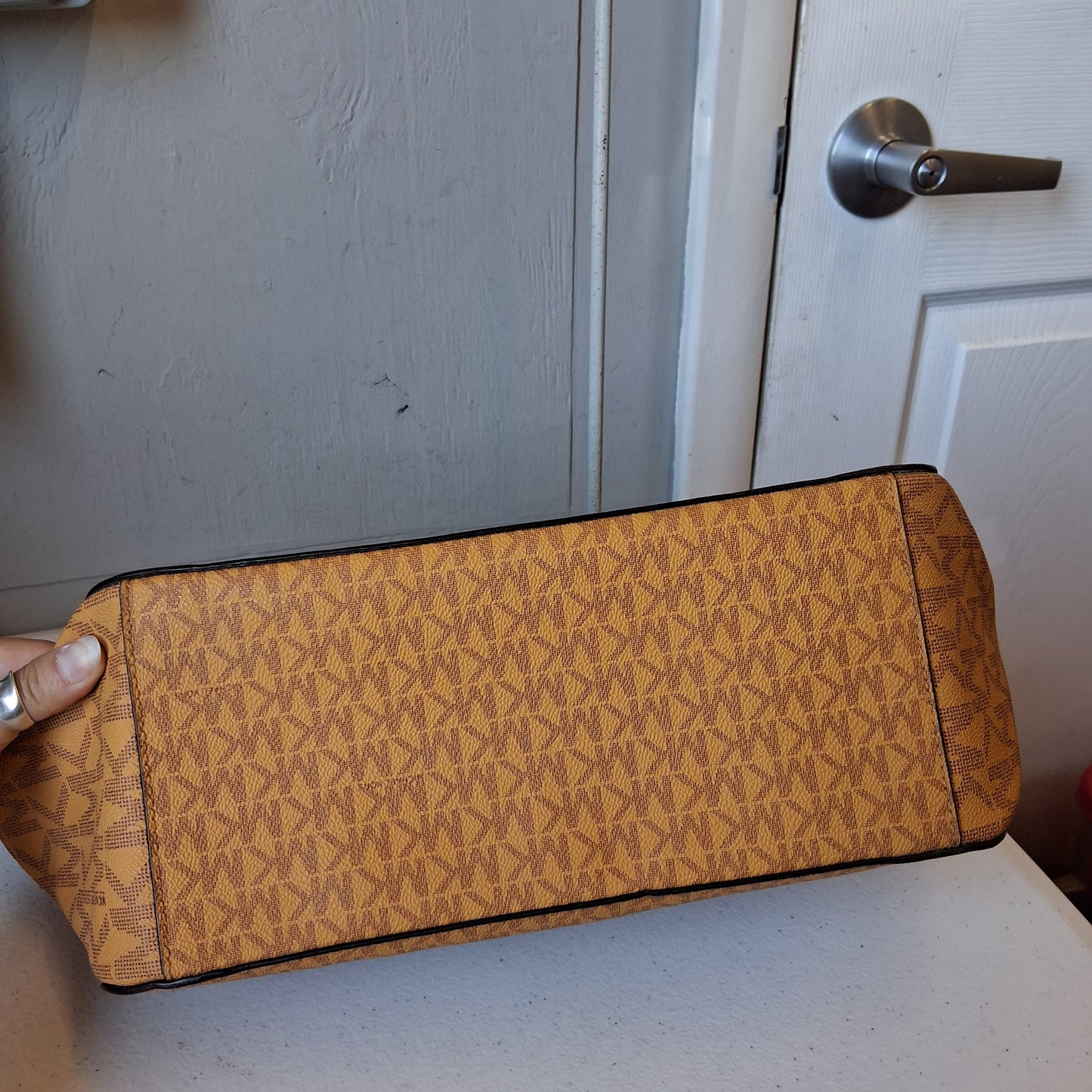 Handbag Designer By Michael Kors In Yellow, Size:Medium