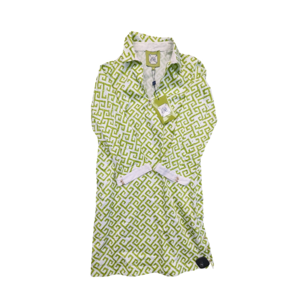 Dress Casual Midi By Elizabeth Mckay In Green & White, Size:4
