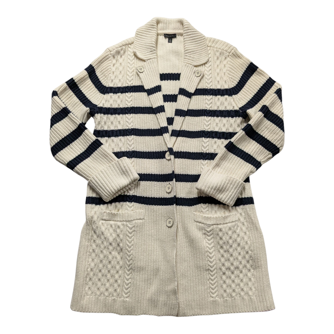 Sweater Cardigan By Talbots In Blue & White, Size:S