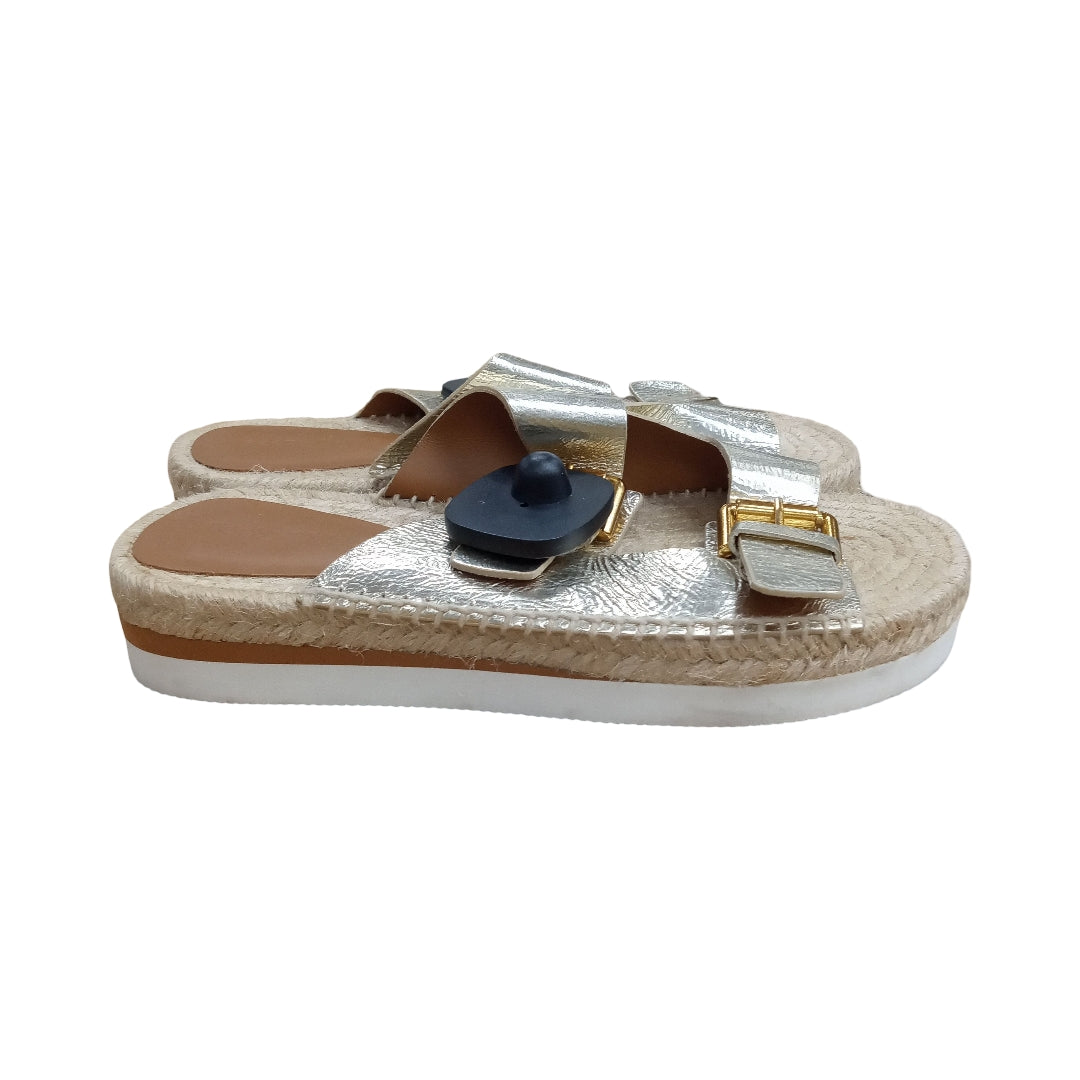 Sandals Designer By See By Chloe In Gold, Size:7.5