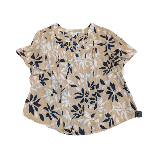 Top Ss By Liz Claiborne In Tan & White, Size:2X