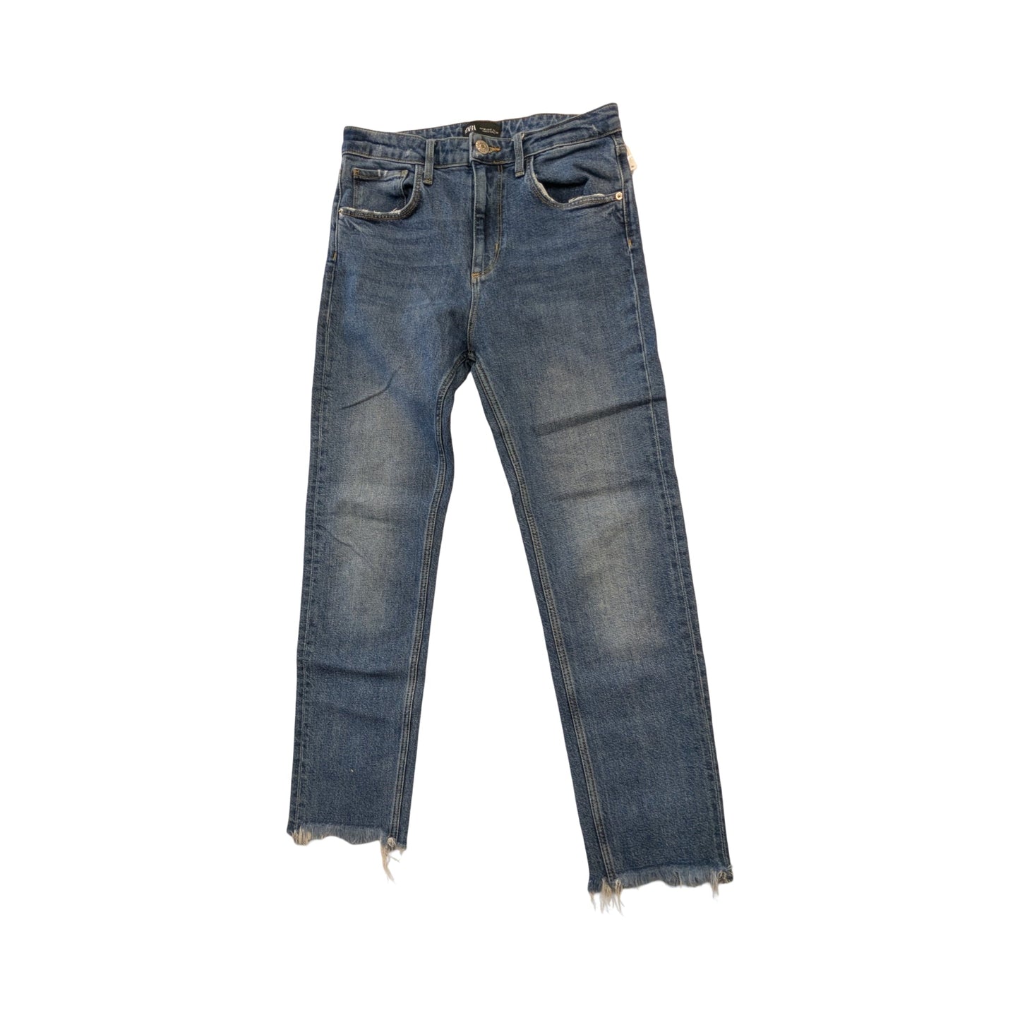 Jeans Straight By Zara In Blue Denim, Size:6